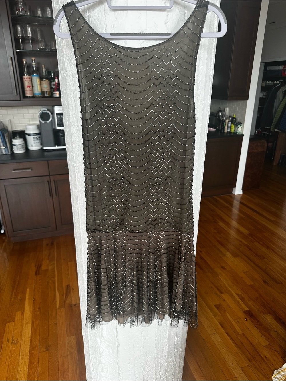 Alice and Olivia Beaded Drop-Waist Flapper Dress
